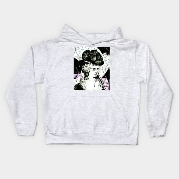 Frances Burney Black and White Portrait | Frances Burney Artwork 7 Kids Hoodie by JustLit